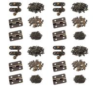 Puthernm 480X Small Box Hinges Bronze Antique Right Latch Hook Hasp with Hinges and Screws