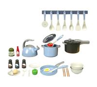 Puthernm DIY Pretend Play Simulation Pretend Play House Cut Vegetable Cooking Game Set Child Enlightenment Fun Toy Blue