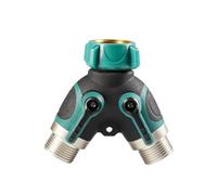 Puthernm Hose Splitter 2 Way 3/4 Inch Faucet Y Connector with Shut Off Valve,Garden Hose Splitter A