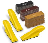 Puthernm Mini Micro Gator Detail Sander 3 Pack with 90 Sheets Sandpaper Finger Sander for DIY Crafts Wood Finishing