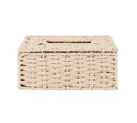 Puthernm Rattan Tissue Box, Vintage Napkin Holder, Case Clutter Storage Container Cover, Living Room Desk Decoration (Beige)