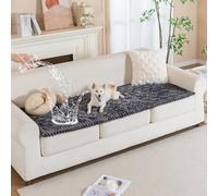 PuTian 100% Waterproof Fuzzy Couch Cover for Dogs Washable Non-Slip Couch Protector Pet Friendly Dog Mat for Couches and Sofas - 27.6''X59'' 70cmX150cm Dark Grey