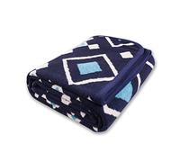 PuTian Merino Wool Blanket - 51" x 63" Thick Warm Soft Twin Wool Throw - Great for Bed, Camping, Outdoor, Car, Pets, Travel, Blue Check