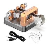 Putikeeg CW Morse Key,Telegraph for Amateur Radio, Morse Code Machine, Telegram Keyboard, Transmitter, Double Lever Keys (Gray-Gold)
