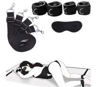 PUTISHU Bedroom Adjustable Bondage Strap with Plush Handcuffs Adjustable Restraints Set Wrist and Ankle Strap Blindfold Bed Restraints SM Sex Game Toy Extreme Bondage Rope Under Mattress