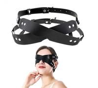 PUTISHU Faux Leather Half Face Mask Blindfold X Type Extreme Fetish Bondage Sex Toy for Flirting Slave Role Play, Couples Party Club Games