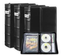 PUTNATRUE CD DVD Storage Binder 3 Pack, Holds 168 Discs and 84 Booklets with Tag Slots, Portable Media Disc Organizer for Blu ray, Music, Video Games, Home Collection and Car (Black Pages)