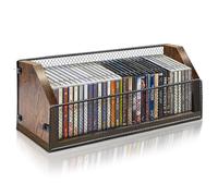 PUTNATRUE CD Storage Holder CD Case, Wooden CD Organizer Rack, Retro-style CD Rack Shelf Holds Up 32 CDs, Perfect Ideal for Storaging CDs and CD Jewel Cases on Destop or Cassette