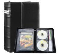 PUTNATRUE DVD CD Storage Binder - 56 Discs DVD Book Binder with Label Slots & Cover Pockets, Media Holder Organizer for Blu ray & Video Game Discs, Home Collection, Car (Black Pages)