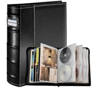 PUTNATRUE DVD CD Storage Binder - 56 Discs DVD Book Binder with Label Slots & Cover Pockets, PU Leather Media Holder Organizer for Blu ray & Video Game Discs, Home Collection, Car Travel