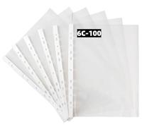 PUTOAHAO 100 Pcs Poly Pockets a4 Plastic Sleeves 60 Micron(0.06mm), Clear Punched Pockets Polly Pocket a4 Document Sheet Protectors, 11 Hole for 2/3/4 Ring Binder (White Side,6C-100)