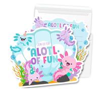 Putocopic Axolotl Birthday Invitations Girl, Cute Axolotl Party Fill In Invitations with Envelopes, 30Pcs, 5x7 Inches