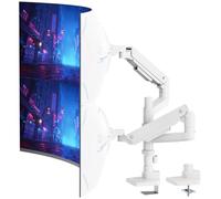 PUTORSEN 17-49 inch Premium Heavy Duty Dual Monitor Arm for Ultrawide Screens up to 44lbs, Vertically Stacked Monitor Desk Mount, Fully Adjustable, VESA 75/100, White