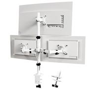 PUTORSEN Triple Monitor Arm, 30.5 inch Tall pole Triple Monitor Stand for Max 3 x 32" Screens, Support Max 9 KG Per Screen, Clamp/Grommet, VESA 75x75/100x100, White