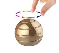 PUTOWUT Kinetic Desk Toys Kinetic Optical Illusion Balls Toy Medium Desktop Spherical Rotating Gyroscope Desktop Decompression Toy Illusion Metal Fidget Spinning Ball Stress Relief Spinner (Golf)