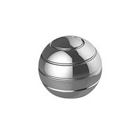PUTOWUT Kinetic Desk Toys Kinetic Optical Illusion Balls Toy Medium Desktop Spherical Rotating Gyroscope Desktop Decompression Toy Illusion Metal Fidget Spinning Ball Stress Relief Spinner (Grey)