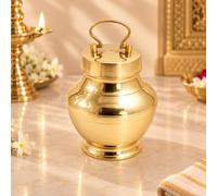 Putrika Traditional Brass Handcrafted Pavitra Gangajali, Lota, Kalash, Kamandal, Brass Patra, Chembu, Ghant, Tambi, for Puja, Pooja (Weight: 390G)(Capacity: 400Ml) Small Gold