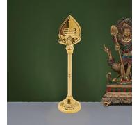 Putrika Traditional Handcrafted Brass Lord Muruga Vel God Idol with Round Base for Home Pooja|Puja|Murgavel Idol Size[110gm] - Vel Stand 15cm