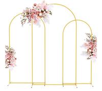 Putros Metal Arch Stand Gold Wedding Chiara Backdrop Stand Set of 3 (7.2FT,6.6FT,6FT) Square Arched Frame for Birthday Party Decoration