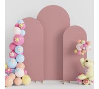 Putros Wedding Arch Cover 4FT, 5FT, 6FT Light Dusty Rose Spandex Fitted Round Top Chiara Backdrop Stand Covers 3 Set for Wedding Birthday Party Decoration