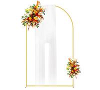Putros Wedding Arch Stand Gold 8FT Metal Balloon Arched Backdrop Stand for Wedding Ceremony Birthday Party Bridal Baby Shower Decoration