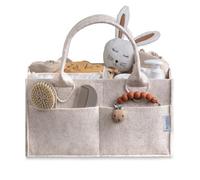 Baby nappy caddy Organizer Nursery Basket - Baby Basket Gift Registry For Baby Shower List. Baby Must Haves Essentials. Neutral Baby Stuff For Newborn Boy Nursery Decor Or Girl(Mocha 33 x 22 x 17)
