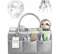 PUTSKA Baby Nappy Caddy Organiser, Felt Nursery Basket, Gray, Large Set