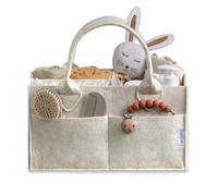 PUTSKA Baby Nappy Caddy Organiser, Felt Nursery Basket, White, Extra Large