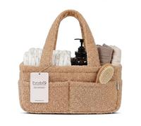 PUTSKA Baby Nappy Caddy Organiser, Fleece Nursery Basket, Brown