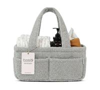 PUTSKA Baby Nappy Caddy Organiser, Fleece Nursery Basket, Grey