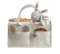 Baby nappy caddy Organizer Nursery Basket - Baby Basket Gift Registry For Baby Shower List. Baby Must Haves Essentials. Neutral Baby Stuff For Newborn Boy Nursery Decor Or Girl(White 33 x 22 x 17)