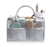PUTSKA Baby Nappy Caddy Organizer - Nursery Storage Basket for Nappy Station, Baby Basket Shower List and Registry Gift Must-Haves, Newborn Essentials, Nursery Decor for Boy or Girl - Grey, Regular