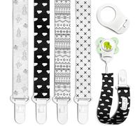 PUTSKA Dummy Clip Holder, 4 Pack Soother Leash, Black and White