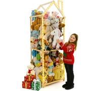 PUTSKA Wooden Nursery Storage Shelf - Extra-Large Vertical Organizer for Plush Toys, Baby Essentials & Nursery Décor - House