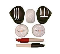 Putt2Win Flat Golf Ball Putting Practice Training Aid with Triple Track Stencil Template Line and Marker Pen Kit Accessories Great Golf Gift. (3)