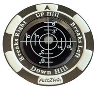 Putt2Win Premium Metal Pro Golf Green Slope Reader Ball Marker. Poker Chip Style & Magnetic for a Hat Clip. Hole More Putts, Improve Your Putting & Speed Up Play. A Great Golf Gift (1) (Metal)
