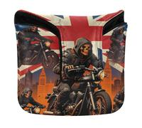 Putter Head Cover for Mallet Magnetic Closure Golf Putter Headcover for Mallet Square Waterproof PU Leather British Flag Motorcycle Skull
