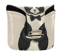 Putter Head Cover for Mallet Magnetic Closure Waiter Cat Coffee