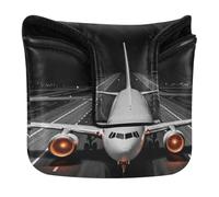 Putter Head Cover for Mallet Magnetic Putters Headcover for Mallet Square Waterproof PU Leather Airplane Road Black