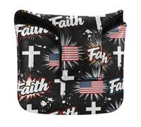 Putter Head Cover for Mallet Magnetic Snap Faith Flag Black Dot Putter Headcover for Mallet Square PU Leather Waterproof funda para Palos de Golf de práctica