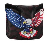 Putter Head Cover for Mallet Magnetic Snap Putter Headcovers for Mallet Square Waterproof PU Leather USA Flag Bald Patriotic 4th of July USA