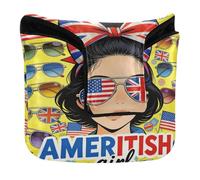 Putter Head Cover for Mallet Magnetic Snap Putter Headcovers for Most Brand PU Leather Half USA British America Great Britain UK USA Flag Girl
