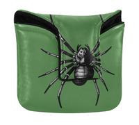 Putter Head Cover for Mallet with Magnetic Closure Putters Headcovers for Men and Women Waterproof PU Leather Mini Black Web Pattern Bug on The Web for Web Pattern Bug Fans Arachno Tarantula(1)