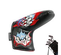 Putter Headcover, Golf Club Protection with Embroidered Skull, Magnetic Closure Style, Anti Scratch and Oxidation Defense, 16 x 12 x 8 cm, Black or White