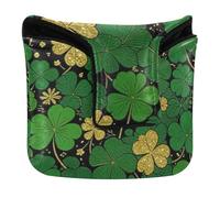 Putter Mallet Cover Magnetic Closure Putter Headcovers for Most Brand PU Leather Waterproof Clover & Golden Flower
