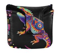 Putter Mallet Cover Magnetic Closure Putters Headcovers for Men and Women Waterproof PU Leather Bearded Dragon Colorful Design Exotic Pet Enthusiasts