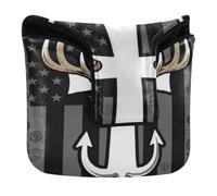 Putter Mallet Cover Magnetic Snap Putter Headcover for Mallet Square PU Leather Faith Hunting Fishing Us Flag