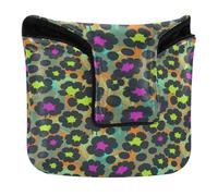 Putter Mallet Cover with Magnetic Closure Putter Headcover for Mallets and Square PU Leather Waterproof Black Leopard Print Cheetah Skin Pattern Yellow Purple Blue