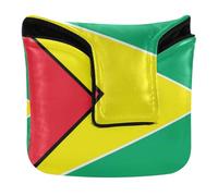 Putter Mallet Cover with Magnetic Closure Putter Headcovers for Mallet Square PU Leather Waterproof Guyana Flag Guyanese Blue Red