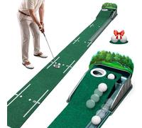 Putting Green Indoor - Golf Putting Mat with Realistic Green Speed, Double Hole Precision Golf Putting Mat with Automatic Ball Return, 8ft Golf Mat for Indoor and